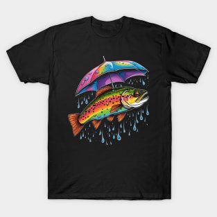 Trout Rainy Day With Umbrella T-Shirt